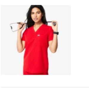 Red Small Figs Scrub Top